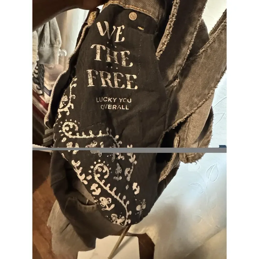 Free People Washed Olive Overalls Jumpsuit